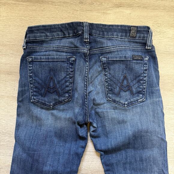 7 For All Mankind Jeans Womens 28 Blue A Pocket Flared Denim Stretch - Picture 4 of 5